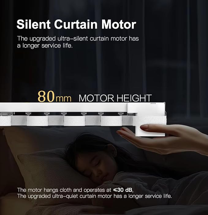 Mini RS485 Smart Curtain System, Pre-Assembled S-Fold Automatic Curtain Opener with Remote, 1.8N Quiet Motorized Curtain Track for Home & Office (5.0 meters (196.8 inches))