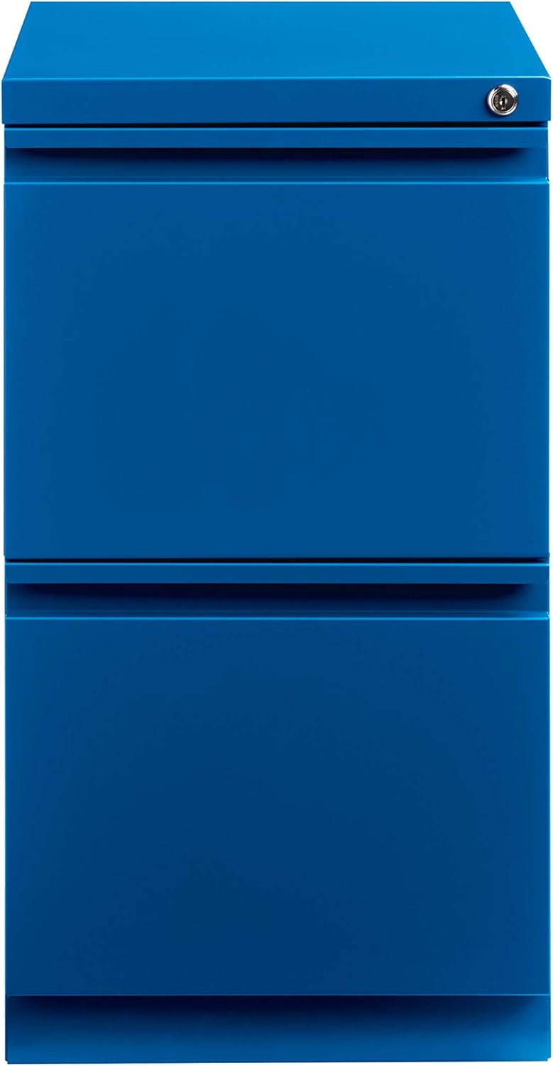 20 Inch Deep Metal 2 Drawer File with Full Pull, for Home and Office, Holds Letter Width Hanging Folders Mobile Pedestal, Classic Blue