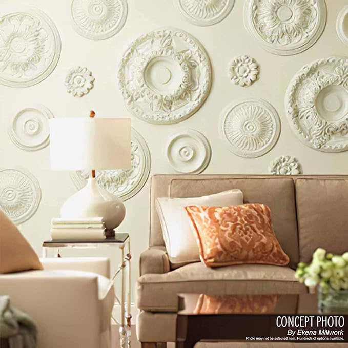 Ekena Millwork CM12BRMMF 12 1/2"OD X 3 7/8"ID X 3/4"P Bradford Ceiling Medallion Fits Canopies Up to 6 5/8", Mississippi Mud