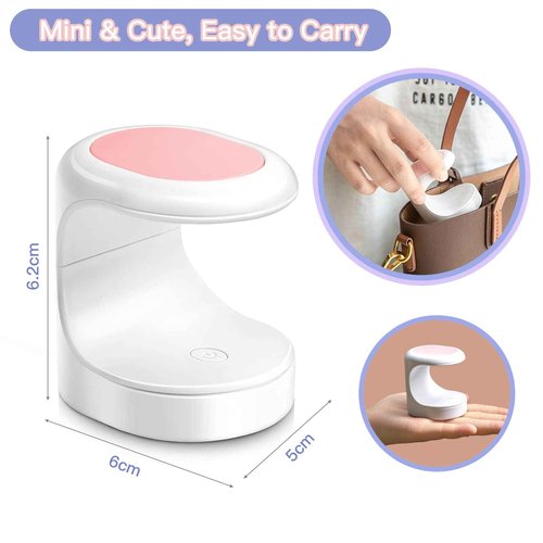 Madenia Professional Nail Drill Machine for Acrylic Nails and 16W Mini UV LED Nail Lamp, Pink
