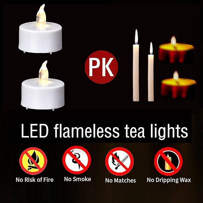 Tea Light Candles with Remote Control,Flickering Flameless LED Candle,Long Lasting 400+Hours,Battery Operated with Timer for Home Decoration Seasonal &Festival Celebration WarmWhite (24pcs)