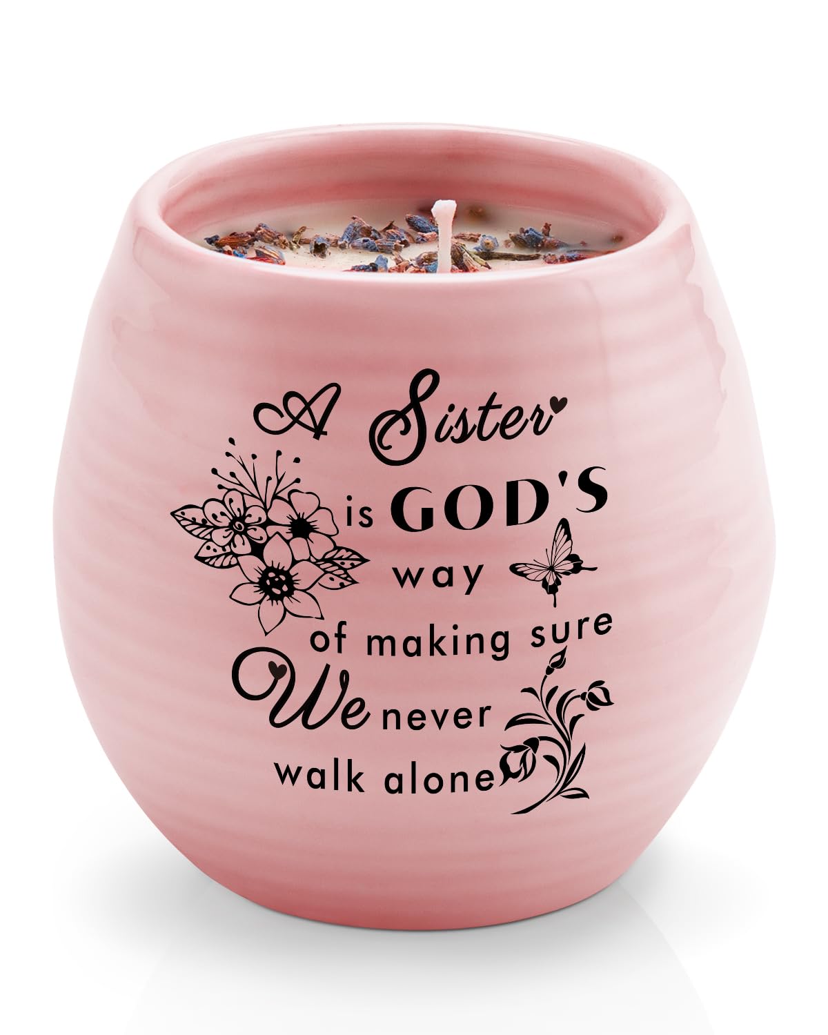 Sister Birthday Gifts, Sisters Gifts from Sister Brother, Handmade Ceramic 8oz Soy Wax Lavender Scented Candles, Sisters Candle Gift for Best Friend BFF Bestie