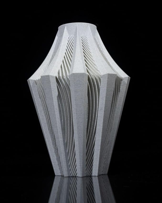 Aether Gray Vase – Modern Architectural Design | Eco-Friendly Home Decor (Primary color:Brown;)