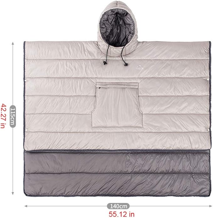 Camp Poncho Sleeping Bag Wearable Hooded Blanket - Envelope Lightweight Thermal Cloak Cape Windproof with Premium Stuff Compression Sack for Backpacking Hiking Hunting Fishing Outdoor Sport