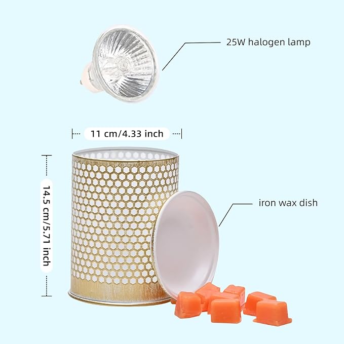 ASAWASA Metal Wax Melt Warmer Wax Warmer for Scented Candle Wax Melter for Warming Scented Candles and with to Freshen Room Spa Home Office (Honeycomb)