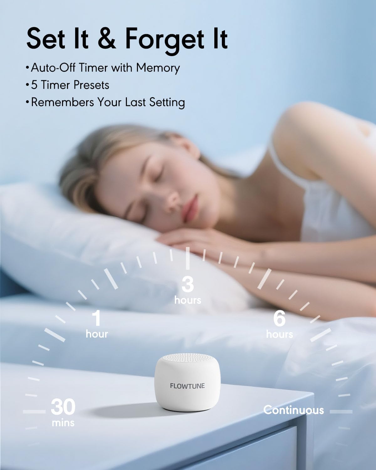 Sound Machine Flowtune White Noise Machine for Baby Adults, Mini Portable Sound Machine for Travel, 6H Timer, 18 Soothing Sleep Sounds Gift