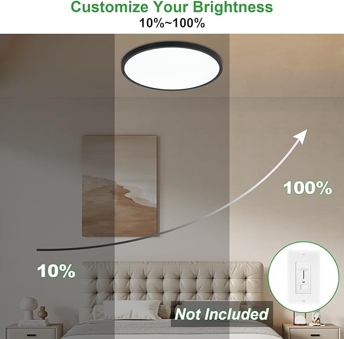 LED Flush Mount Ceiling Light: 7 inch 2Pack Super Slim Dimmable & 5CCT (2700-6500K) Kitchen Lighting Fixtures Ceiling - 12W Black Low Profile Ceiling Lamp for Bedroom Garage Hallway