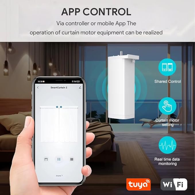 Mini Smart Curtain Track System, WiFi Motorized Curtain Rods Remote Control, Automatic Drapery Opener Compatible with Alexa Google Home, Quiet Electric Tracks (5 meters (196.8 inches))