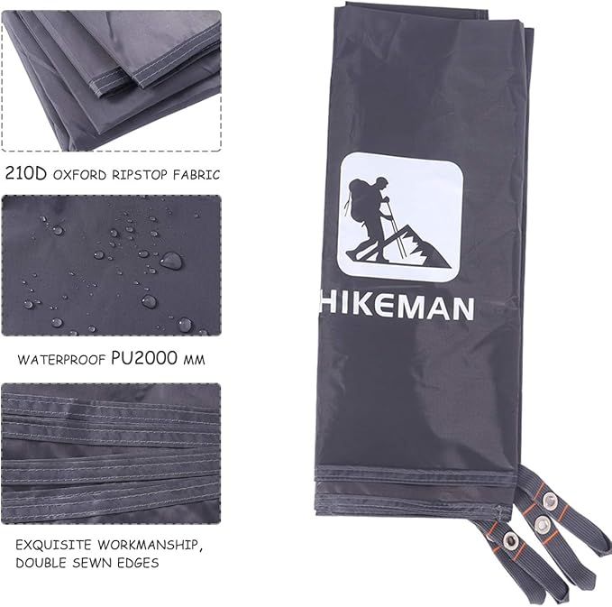 HIKEMAN Waterproof Camping Tarp Portable Tent Footprint with Drawstring Bag Ground Cloth for Outdoor Hiking Picnic (M-83”x55”)