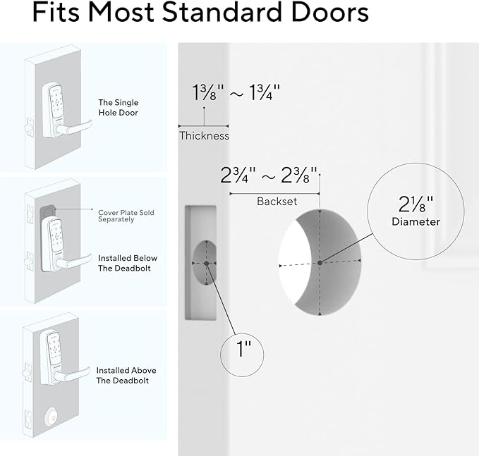 ULTRALOQ Latch 5 World's First Built-in WiFi Smart Lock with Fingerprint, 5-in-1 Keyless Entry Door Lock with Touch Digital Keypad, App Control, Black