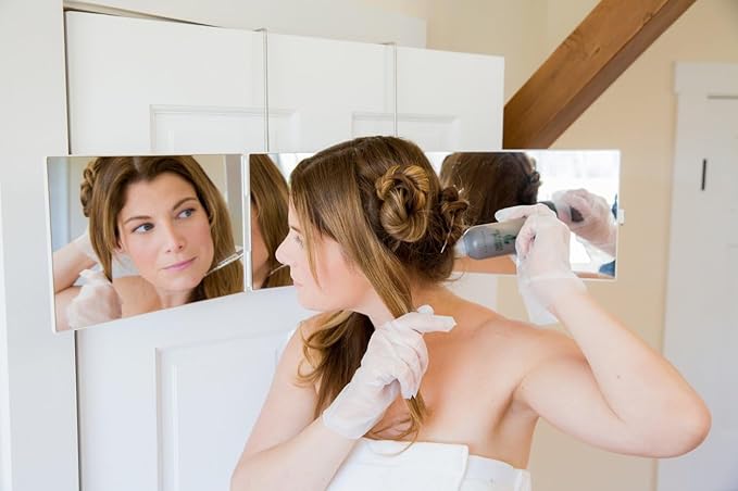 Portable Tri-Fold Mirror Home/Travel (White) 3 Way Mirror Hair, Makeup, Back of Head, Coloring, Styling, Cutting, Gifts for Men/Women