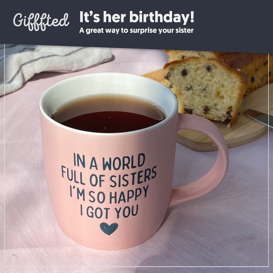 Triple Gifffted Best Sister Ever Coffee Mug & Socks, Gifts for Little Big Sisters from Brother, Birthday Presents Ideas, Valentines, Mothers Day, Christmas, to younger older sibling, Ceramic Cup 380ML