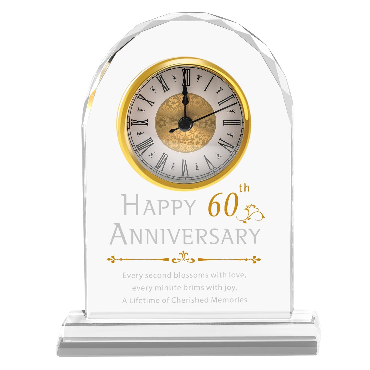60th Anniversary Wedding Gift For Parents Couple,60th Anniversary Decorations Crystal Clock Gifts Keepsake For Husband Wife,Diamond 60 Years Of Marriage Anniversary Wedding Gifts For Grandma Grandpa