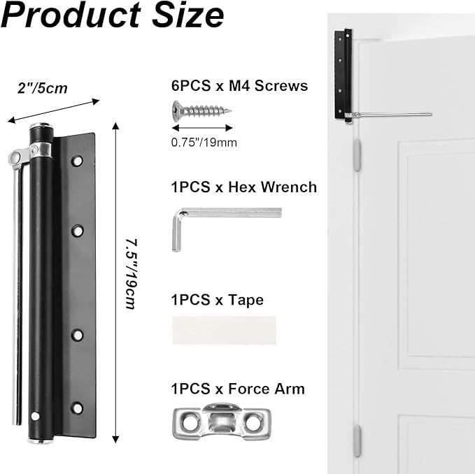 Automatic Door Closer Silver Spring Door Closers for Home, Stainless Steel Auto Doors Closer Self Closing Safety Screen Closers