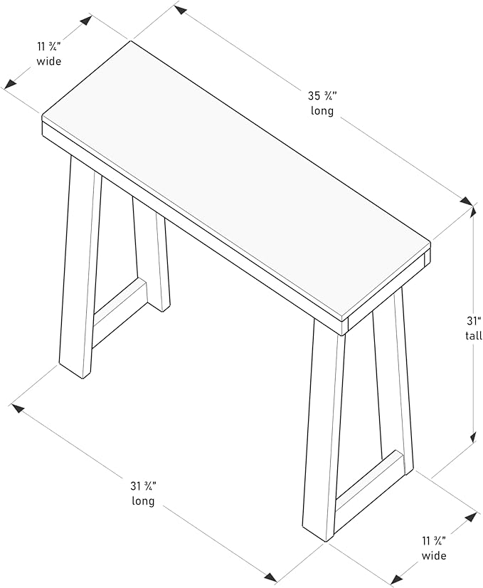 Plank+Beam Solid Wood Console Table, 36 Inch, Sofa Table, Narrow Entryway Table for Hallway, Behind The Couch, Living Room, Foyer, Easy Assembly, Black