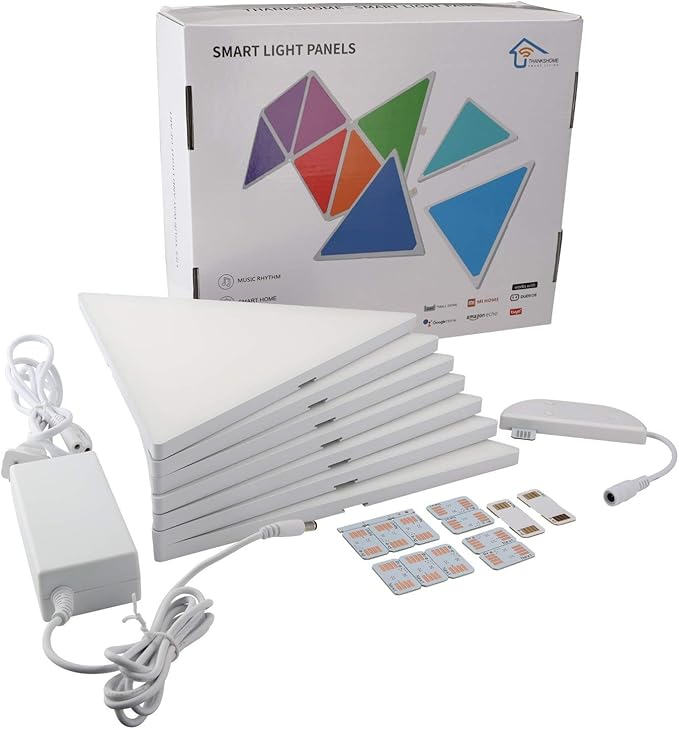 Koozam Smart Wall LED Light Panels | Create Customized Art Wall Decor & Watch As The Sound Activated Tiles Change Color with Music | WiFi Lighting Lamp Kit Compatible with Alexa Google Home
