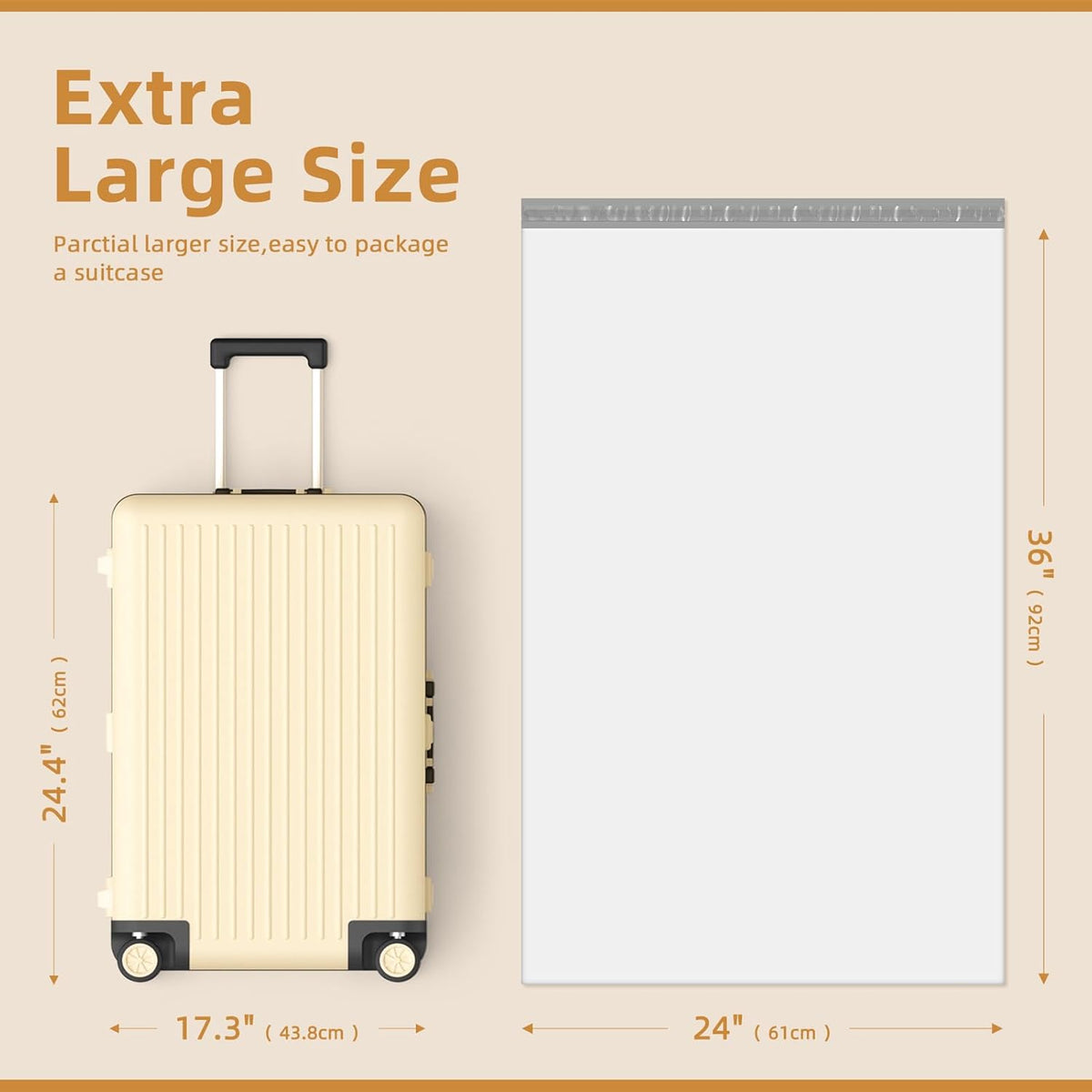 Fuxury Extra Large Poly Mailers 24x36" 50 Pcs, 2.5mil Bulk Shipping Bags for Clothing,Strong Adhesive Shipping Envelopes for Small Business Supplier,XL Poly Mailing Envelopes White