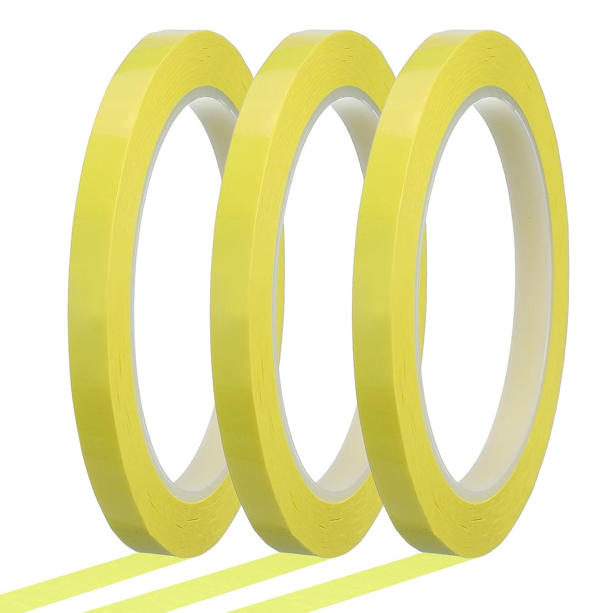 MECCANIXITY Whiteboard Tape 5/16" x 72 Yard Pinstripe Graphic Chart Line Grid Marking Tapes for Classroom Office Dry Erase Board Art, Light Yellow, Pack of 3