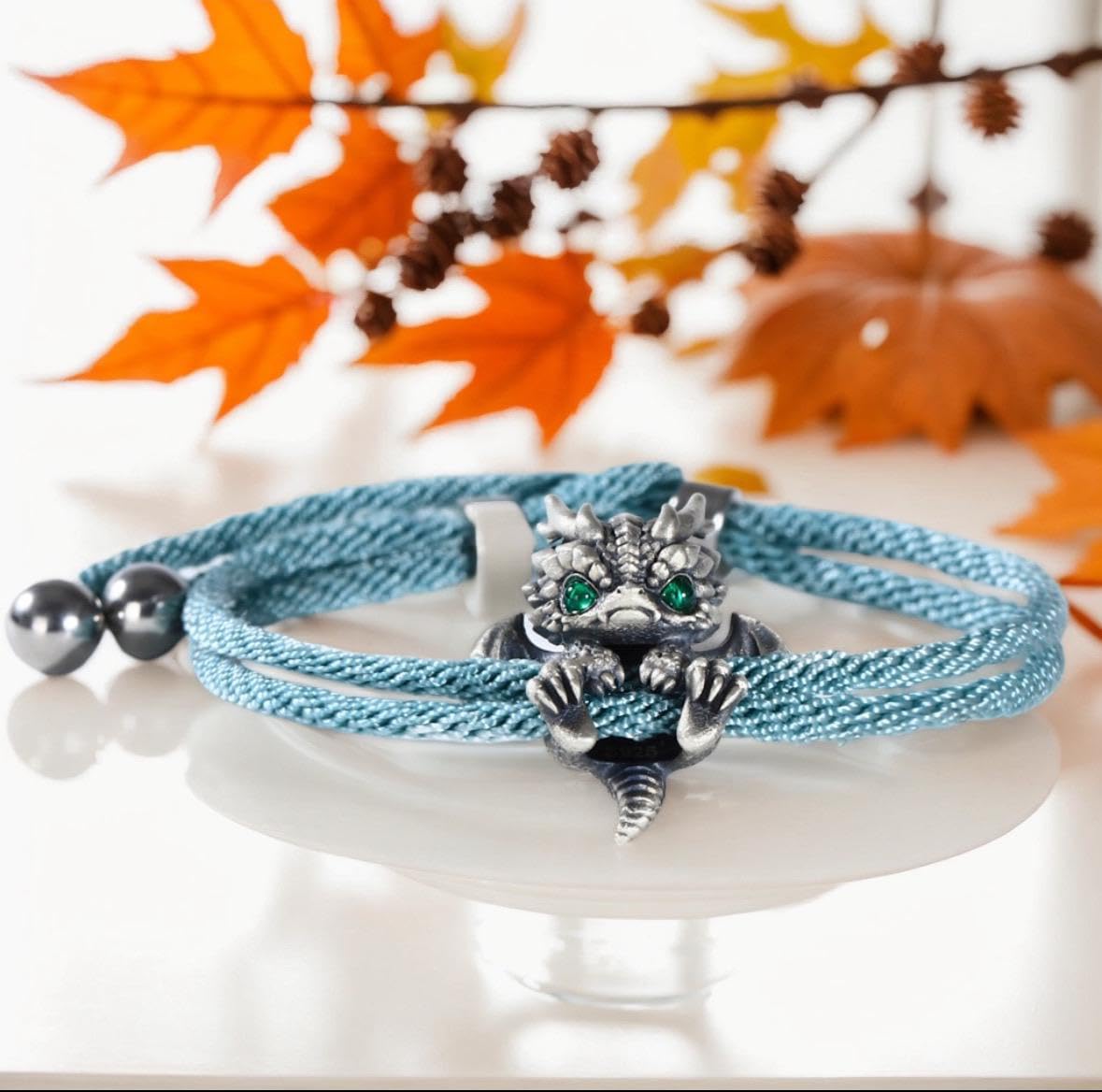 Handmade Sterling Silver Baby Dragon Charm Bracelet, Crystal gemstone eyes,Birthday gift,Friendship gift,Gift for her,Gift for him,Men jewelry,Halloween Jewelry,costum accessories