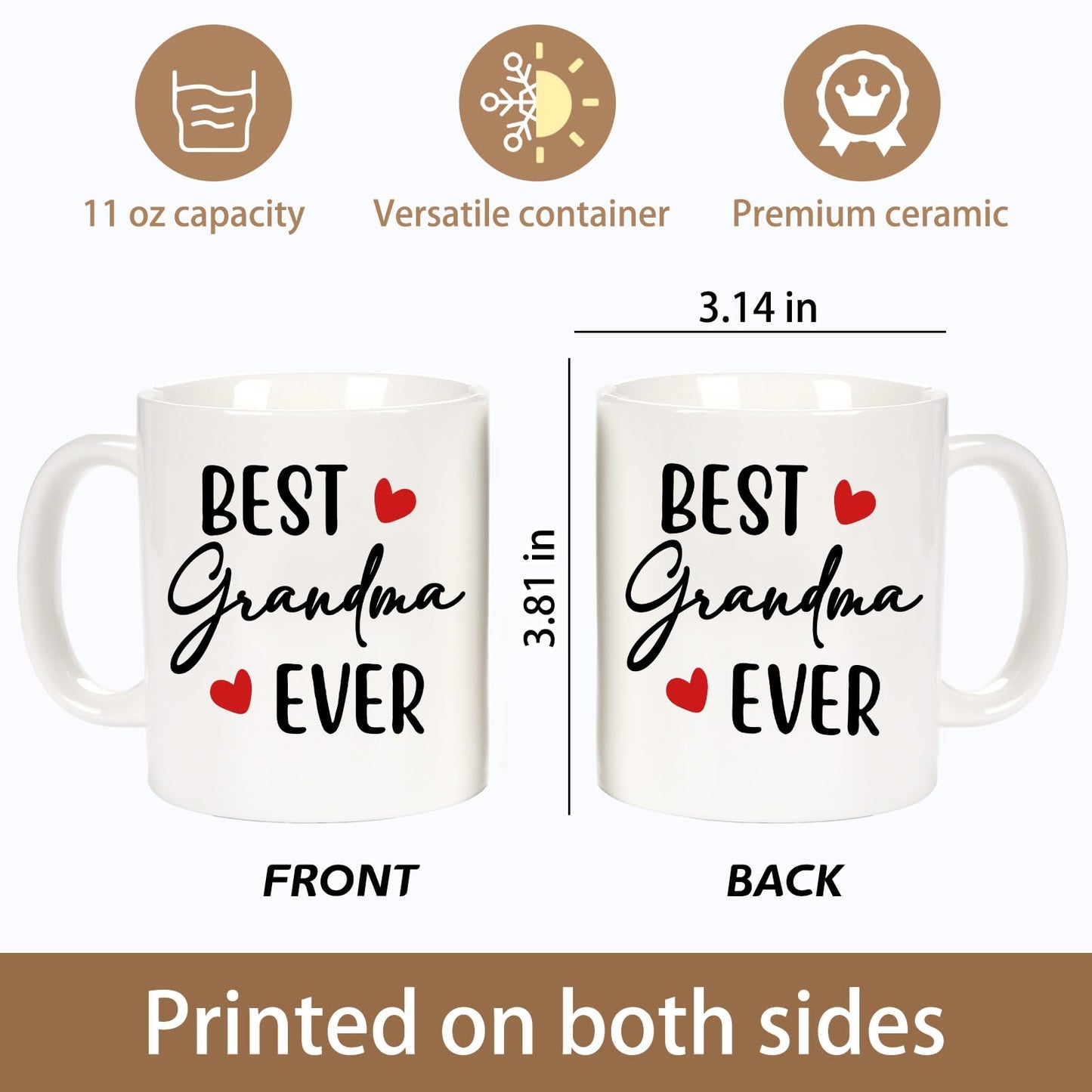 Breezy Valley Best Grandma and Grandpa Mugs - Grandparents Gifts from Grandkids, Anniversary Birthday Set, World's Best Coffee Mug