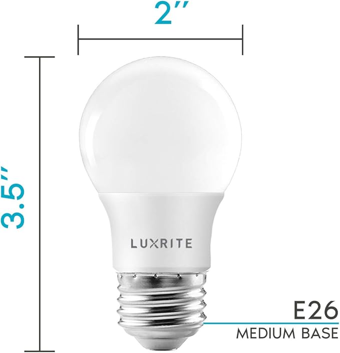 LUXRITE A15 LED Bulb 40W Equivalent, 7W, 4000K (Cool White), 600 Lumens, Enclosed Fixture Rated, Dimmable Ceiling Fan Light Bulbs, E26 Medium Base, UL Listed - Indoor and Outdoor (6 Pack)