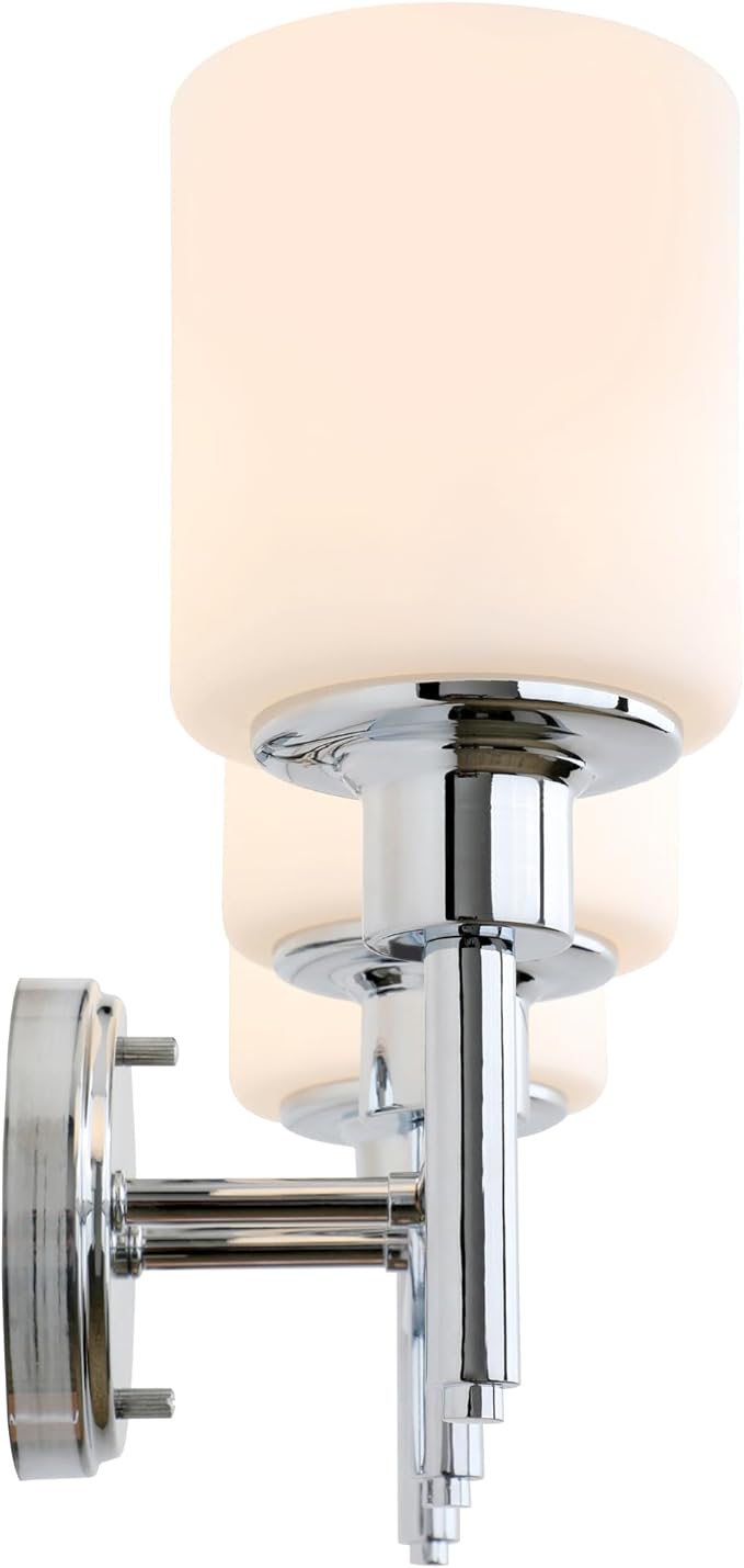 Design House Aubrey Transitional 3-Light Indoor Bathroom Vanity Light – Above The Mirror, Dimmable, Damp Listed – Frosted Glass and Polished Chrome – Design House, 589770