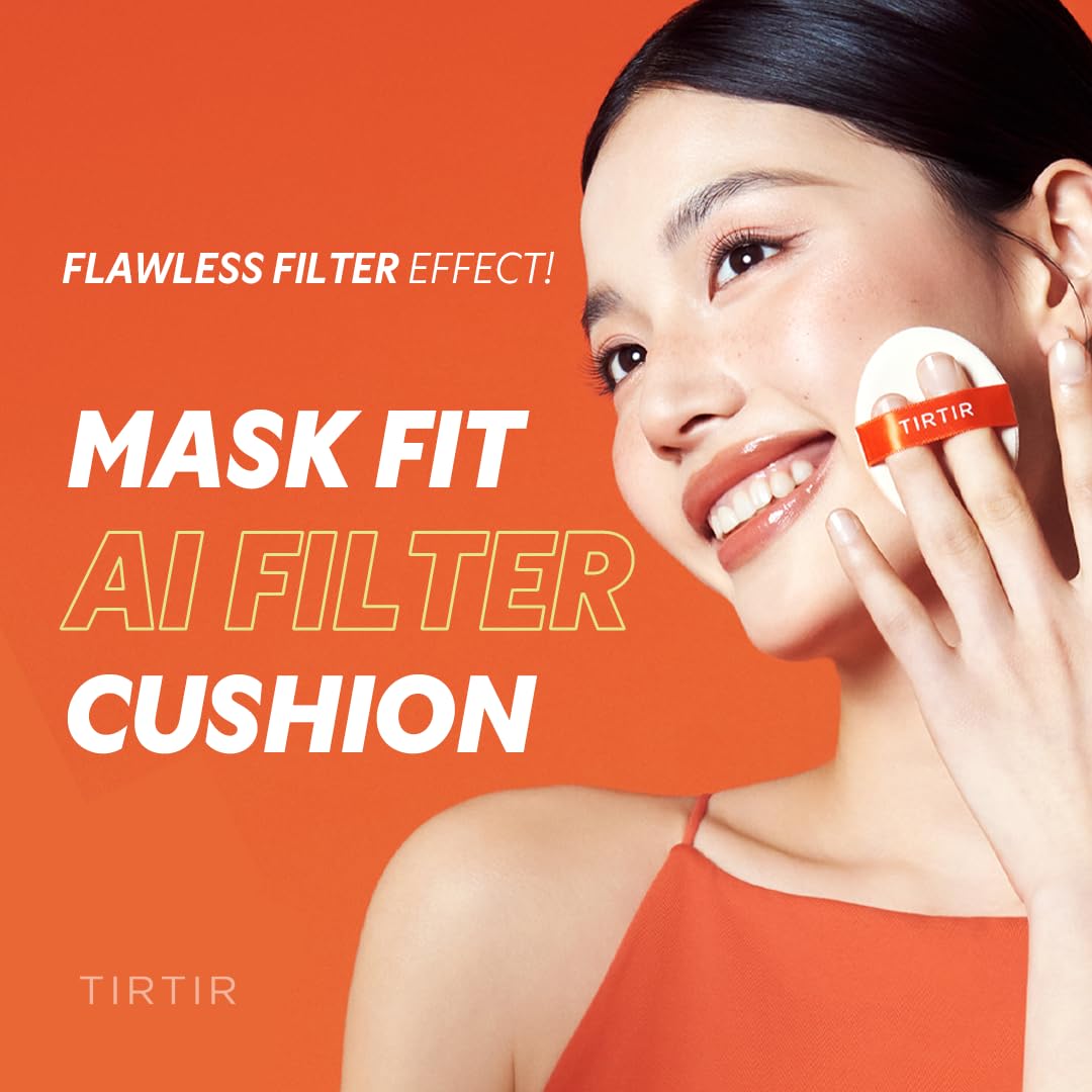 [*Mini Size*] TIRTIR Mask Fit Ai Filter Cushion Foundation | AI-Like Semi-Matte Finish - Up to 72-Hour Medium to Full Coverage Korean BB Cushion Make up Beauty, #10C Shell, 0.15 Fl Oz