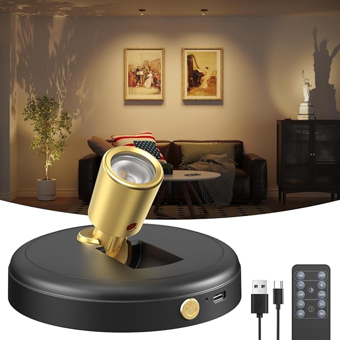 Spot Lights Indoor Led Spotlight: Rechargeable Battery Wireless Up Lights Indoor - Plants Tree Artwork Portrait Picture Display Accent Lighting for Home Decorators Homeowners Art Collectors(1 Pack)