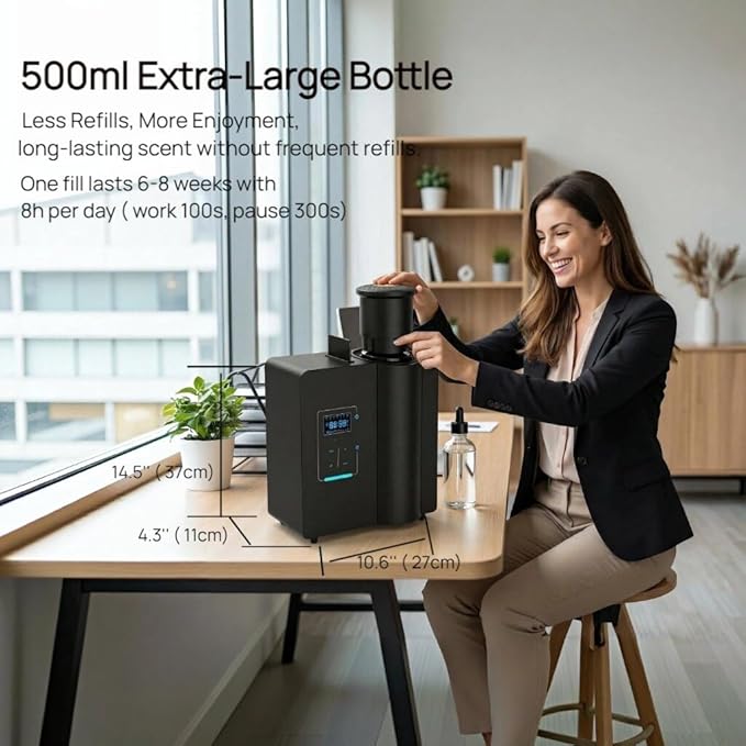 Kevinleo Waterless Essential Oil Diffuser Bluetooth for Max 7,500 Sq.Ft Whole House | 500ml Large Bottle | HVAC System Connect | Aromatherapy Air Fresheners for Large Room,Home, Office, Hotel