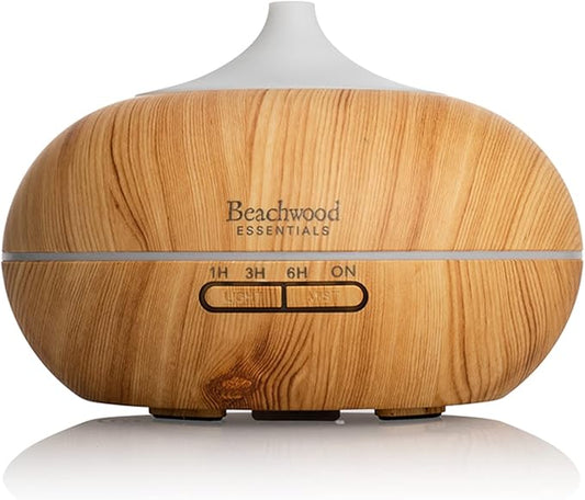Ultimate Ultrasonic Aromatherapy Diffuser for Essential Oils - Therapeutic Grade, Helps You to Relax - 3 Timer & 7 Ambient Light Settings - Up to 16 Hours of Use - Bamboo, 300mL