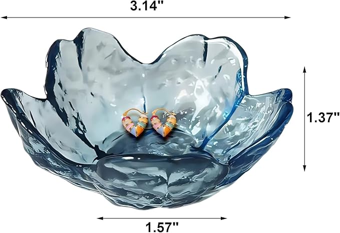 Amber Crystal Flower Jewelry Ring Dish, Clear Trinket Bowl, Cute Nightstand Decor Ring Holder for Women, Home Decor Gifts for Women, Wedding, Birthday, Mother's Day