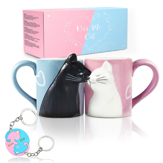 Couple Gifts Kissing Cat Coffee Mug Set Engagement Gifts for Couples Mr and Mrs Presents Anniversary Wedding Gift for couple 2025 Cute Mugs Gift Cat Mugs for cat Lovers
