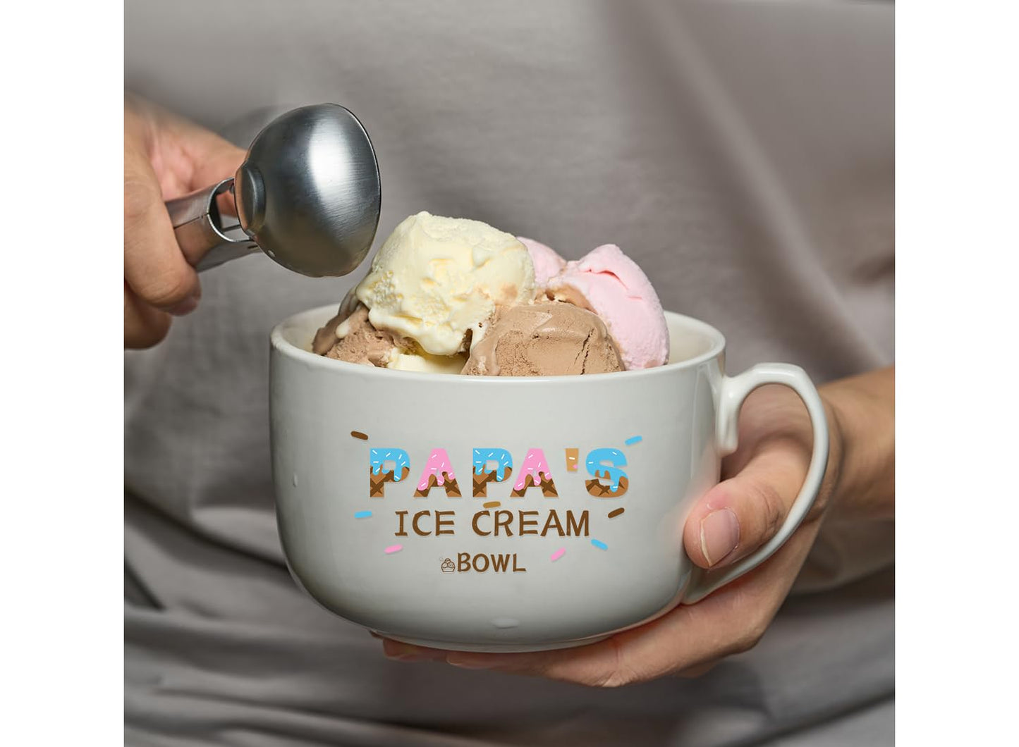 EUUPS Papa Gifts for Christmas Stocking Stuffers, Ice Cream Bowl and Scoop, Shovel Dad's Ice Cream Spoon - Dad Gifts from Daughter Son - Ideal Dad Fathers Day Birthday Gift