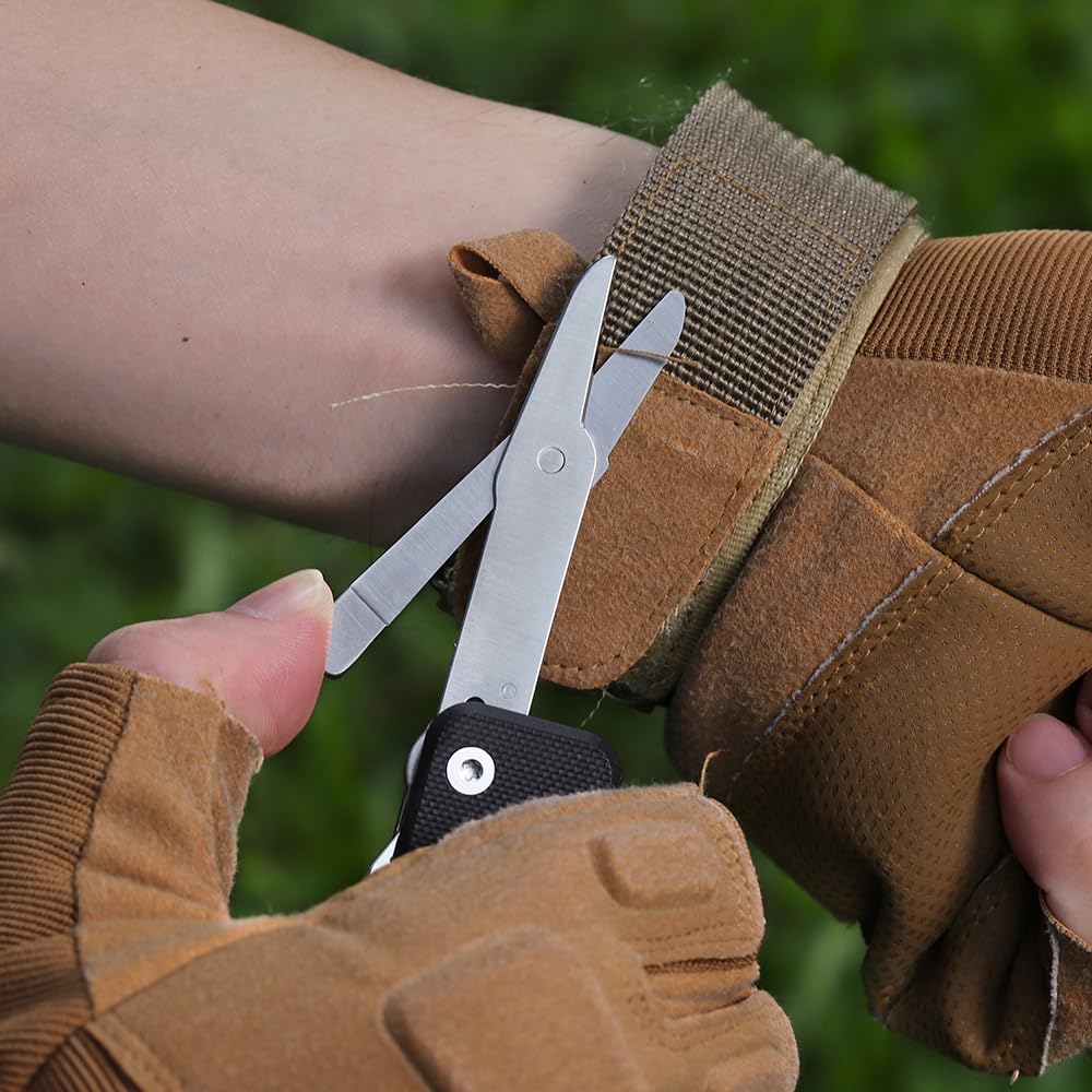 ROXON S503G 9 in 1 Mini Multi Tool EDC Pocket Knife Multitool with G10 Handle,Scissors,Screwdriver,Threader,Awl, Flat Screwdriver,Ruler,Tweezers for Outdoors Fishing Camping,Gifts for Men