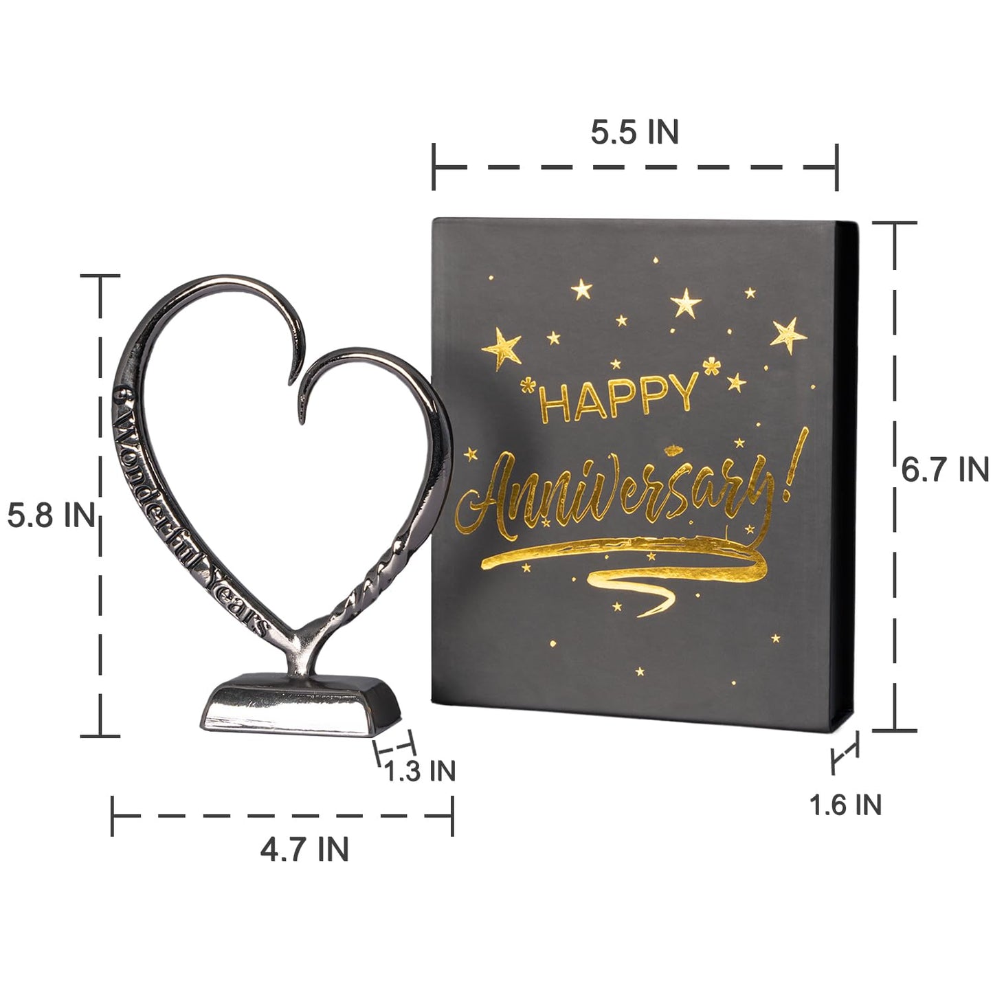 BESZONE 6 Year Anniversary Iron Gifts for Her, 6th Wedding Anniversary for Couples Gifts Steel for Him Wife Husband Men, Hand Forged Heart Iron Steel Art Keepsake Home Decor