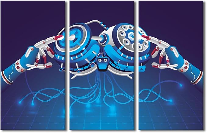 TUMOVO 3 Pieces Wall Art Home Decor AI Intelligence Canvas Print AI Paintings Big Data Pictures Prints on Canvas Stretched and Framed Ready to Hang Posters and Prints, 42" Wx28 H