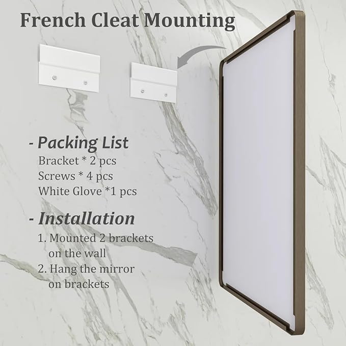 40x36 Bronze Bathroom Mirror, Brushed Metal Bathroom Vanity Mirrors for Wall, Rounded Corner Bronze Rectangle Mirror for Farmhouse, Bedroom, Anti-Rust (Horizontal/Vertical)