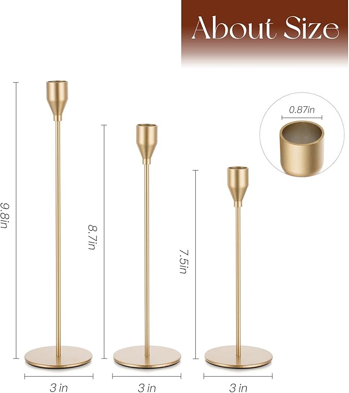 Candlestick Candle Holders Gold Taper: Candeldo Tall Brass Candles Stick Holder Decor Set of 30 Dinning Table Centerpiece Vintage Metal Candle Stand Wedding Decorations