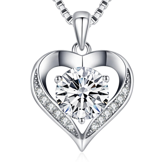 DALOJOE Moissanite Necklace for Women, 1-3 Carat Heart Necklace Engraved with 'I LOVE YOU', Birthday Gift for Wife, Anniversary Present for Wife Women, Jewelry Gifts for Christmas Valentine's Day