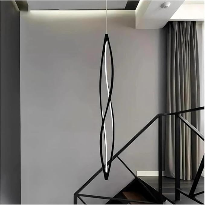 Modern Home Decor Led Lights Pendant Light Lamps Forstaircase Chandeliers for Living Room Hanging Indoor Lighting,Modern LED Chandelier(RC Remote dimming,Black 120cm)