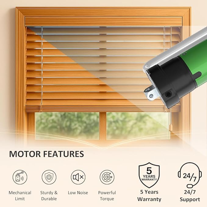 Motorized Roller Shade Motor 35mm, DC24V Electric Tubular Motor Kit for Blinds with Remote, Mechanical Limit, Quiet Copper Motor (6.0 N.m for Φ50mm (2") Round Tube)