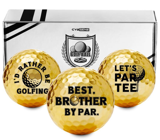 CybGene Golf Gifts for Brother, Unique, Colored Golf Balls, Cool Accessories for Golfers, Golf Lovers, for Birthday and Christmas - Brother, GOLD