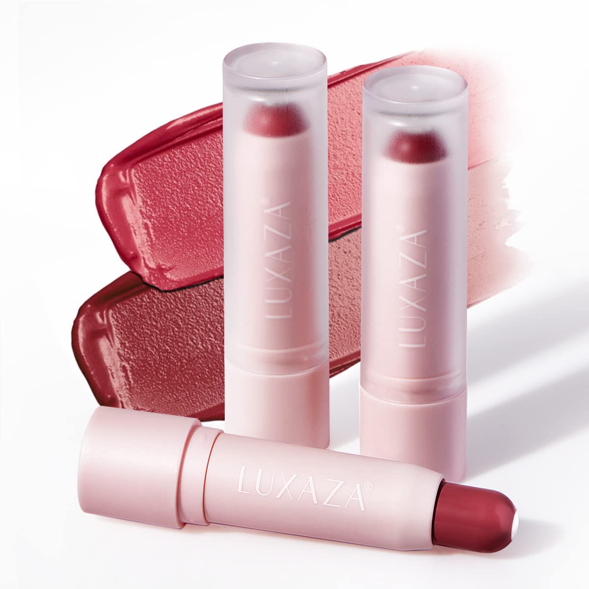 2PCS Tinted Lip Balm Chapstick with Color, Natural Semi - Gloss Finish, Hydrating/Coloring 2 in 1 Moisturizer Lip Stick for Girls & Women #02＋#04