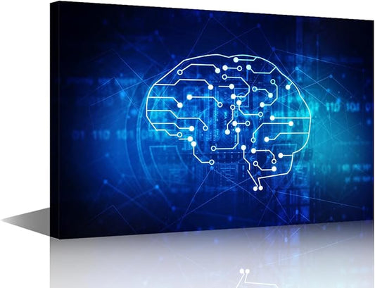 TUMOVO Canvas Art Wall Decor Artificial Intelligence Concept Bedroom Wall Art Pictures for Living Room CPU Concept Wall Painting Modern Wall Art Stretched and Framed Ready to Hang 18x12in