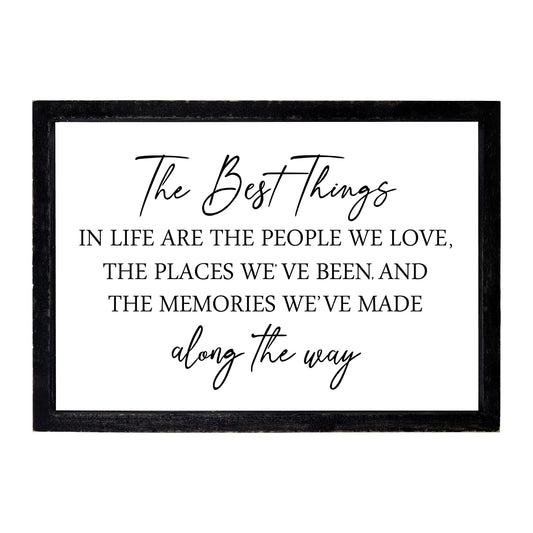 Comurdyo The Best Things in Life Sign 15.7''×11'' Framed Wood Memories Inspirational Quotes Wall Decor Vintage Farmhouse Wedding Gifts Sign Wall Art for family Home Bedroom (Black White)