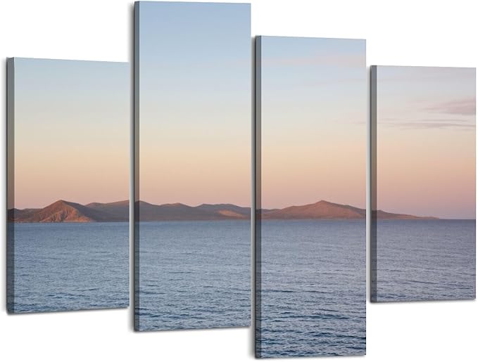 Canvas Wall Art Prints Pictures Bear lake from Marina Garden City Utah Framed Posters Modern Wall Painting Artwork Gift Home Decor for Living Room Ready to Hang 4 Panel