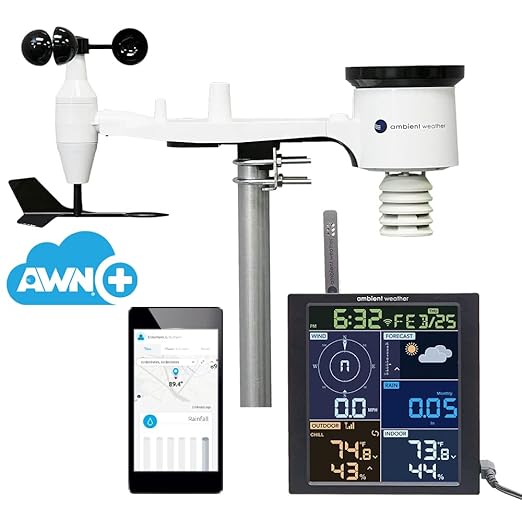 Ambient Weather WS-1965 WiFi Weather Station w/Remote Monitoring and Ambient Weather Network Access and AWN+ Included