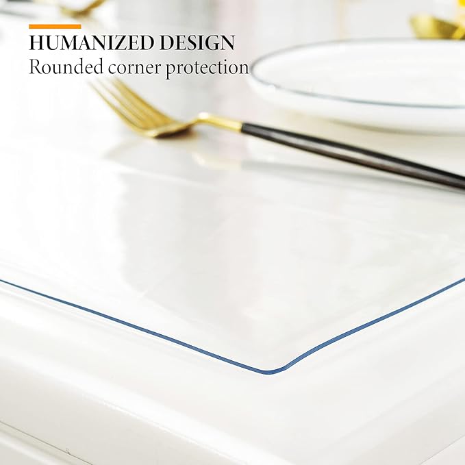 Deep Dream 1.5mm Clear Desk Cover Protector, 39×82 Inch Clear Desk Cover, Clear Desk Mat, Table Cover Tablecloth Protector Rectangle, Table Protector for Dining Room Table