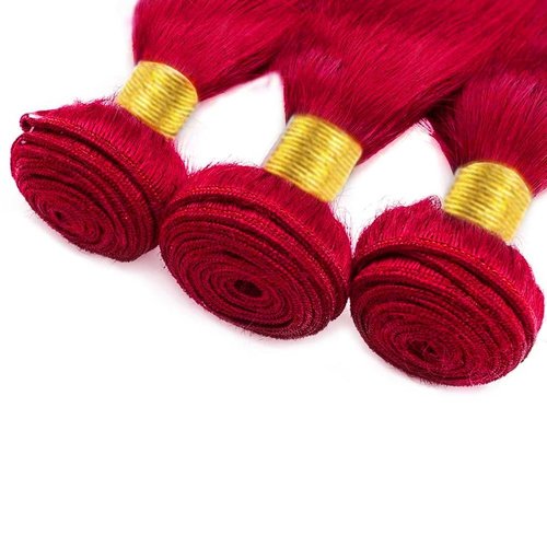 Condescension Brazilian Red Human Hair Bundles 16 18 20 Inch Straight 3 Bundles Human Hair 100% Unprocessed Remy Brazilian Virgin Weave Hair Red for Women