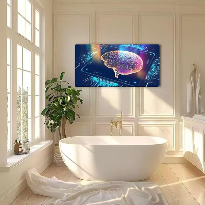 Wibinuki Wall Art Wall Decor Wall Paintings Artificial Intelligence CPU quantum computing for Living Room Bedroom Bathroom Home Decor Can Be Hung Directly 20"x 40"